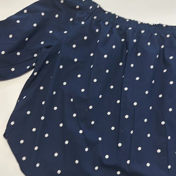 Navy Polka Dot Off-Shoulder Top - Picture 6 of 8